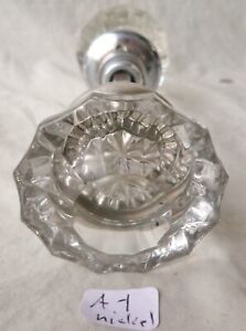 Glass Door Knobs W Antique 12 Pointed Pair Set Bright Silvering A 1 Nickel