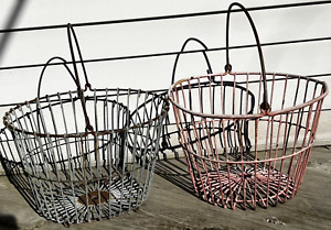 Wire Egg Gathering Baskets Old Weathered Gardening Clamming Quahog Set Of Two