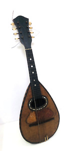 Vintage Antique Mandolin Mother Of Pearl Instrument Napoli Bowl Back Aj19