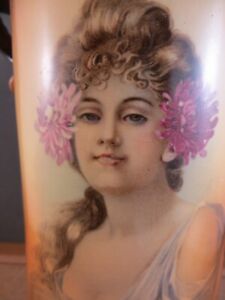Antique Warwick Ioga Portrait Vase A 17 Double Handle Blonde Lady Woman 10 5 