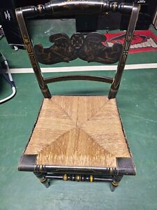 Vintage L Hitchcock Stenciled Rush Seat Chair