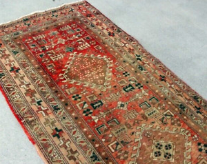 Amazing 4 X11 Ft Rare Hand Made Knotted Woven Caucasian Nomadic Wool Runner Rug