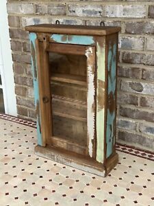 Rustic Primitive 24 Tall Cabinet W Glass Door What Not Shelf Wall Hanging