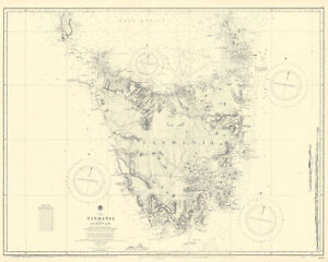 Tasmania Van Diemen Land Australia Admiralty Sea Chart 1860 1955 Old Map