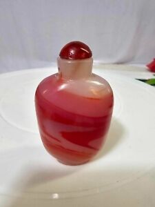 Vtg Agate Stone Chinese Snuff Bottle