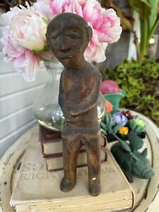 Antique Handcrafted Wooden Indian Tribal Man Standing Figurine Decorative Statue