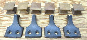 6 Vintage 1 Wooden Square Drawer Pulls Knobs W 4 Cast Iron Hardware Hooks