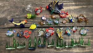 Huge Vintage Lot Blown Glass Exotic Fish Collection