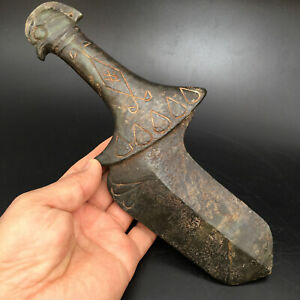Old Chinese Hongshan Culture Hetian Jade Hand Carved Eagle Head Weapon A383