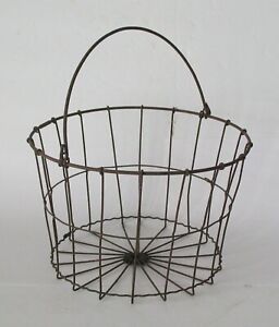 Antique Small Size Wire Pennsylvania Egg Gathering Basket Primitive Farm Country