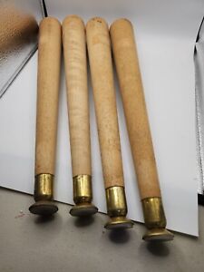 Vintage Mid Century Modern Mcm Replacement Used Legs 13 5 Wood Brass Bottoms