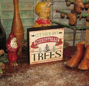 Primitive Antique Vtg Style Retro Old Time Fashion Christmas Tree Lot Sign