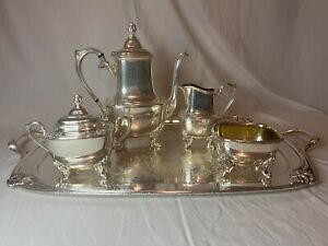 Silver Plated 5pc Daffodil Pattern Rogers Bros Tea Or Coffee Service Set