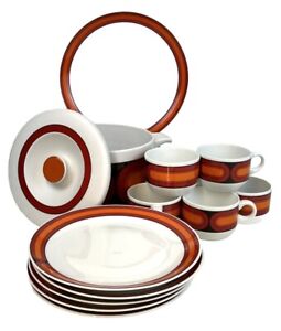 70s Arzberg 3000 Sicilia Mugs Plates Baking Dish Modern Mcm Germany Orange Rare