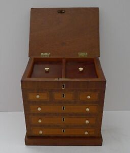 Rare English Mahogany Tea Caddy Form Of Chest Of Drawers C 1880