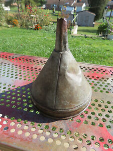 Lg Vintage Galvanized Metal Gas Funnel Rustic Decor Steampunk Industrial Country