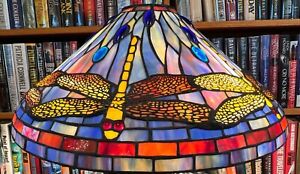 Antique Tiffany Studios Reproduction Golden Dragonfly Leaded Glass Lamp Shade