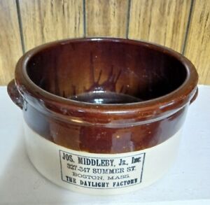 Antique Joseph Middleby Boston Massachusetts Stoneware 3 Gallon Butter Crock