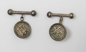 Antique Chinese Export Silver Cufflinks Canton Or Hong Kong Jewelry