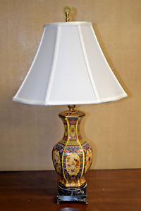 Pair Of 26 Porcelain Hex Antique Reproduction Vase Lamp Jingdezhen