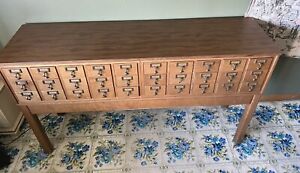 Long Library Card Catalog 30 Drawer Wood Mcm Mid Century Modern Fabulous Piece 