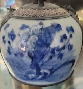 Blue White Small Antique Teapot