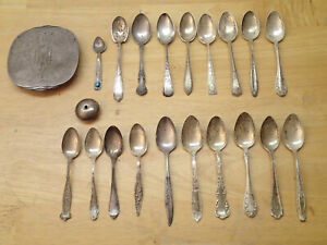 Mixed Lot Of Sterling Spoons Lid Rattle Rough For Scrap Or Restore 490 Grams