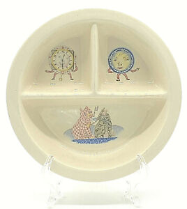 Antique Ironstone 1940 S Divided Baby Food Dish Plate Bowl Nursery Rhyme Lovely