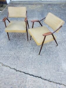 Vintage Mcm Viko Baumritter Lounger Chairs Swivel Back