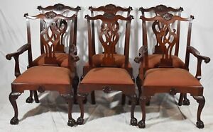 Set Of 6 Baker Colonial Williamsburg Mahogany Dining Chairs Ball Claw Feet