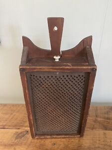 Primitive Antique Kitchen Large Cheese Grater Box W Drawer And Tin Wood