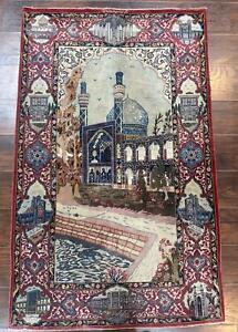 Per Sian Pictorial Rug 3 6 X 5 7 Very Fine 400 Kpsi Famous Buildings Signed