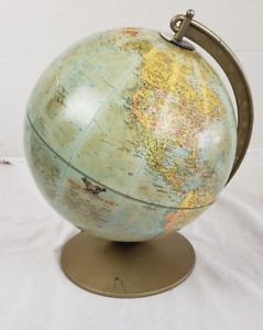 Vintage Replogle 10 Reference Globe With Metal Base Ussr