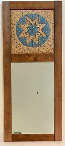 Vintage Wall Mirror With Wood Frame Quilted Country Star Panel 10 L X 24 H