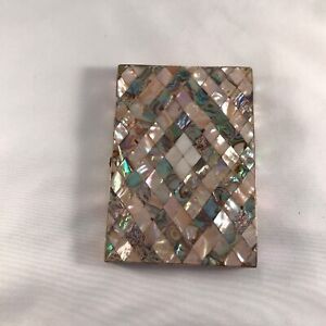 Mother Of Pearl And Abalone Quilted Pattern Card Case C1880