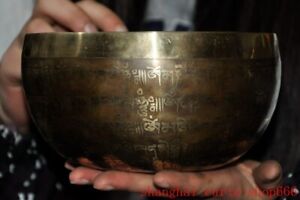 6 8 Temple Ancient Bronze Scripture Text Bowl Singing Bowl Tibetan Bowl Statue