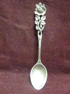 Vintage German 800 Silver Rose Demitasse Spoon 4 1 4 13g No Monogram