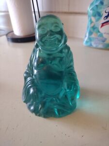 Vintage Chinese Hand Carved Turquoise Color Buddha Figurine