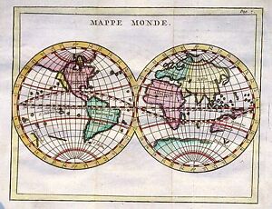Antique Map Buffier Mappe Monde