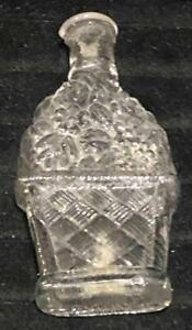 Antique Clear Glass Molded Scent Bottle Perfume Floral Design 19th Century