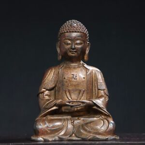 7 1 Antique Tibet Tibetan Buddhism Temple Bronze Gilt Shakyamuni Buddha Statue
