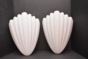 Set Of 2 Large Vintage Art Deco Theater Frosted Glass Shades For Wall Sconce 12 