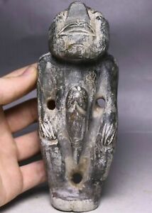 15cm China Hongshan Culture Old Jade Carving Primitive People Amulet Statue
