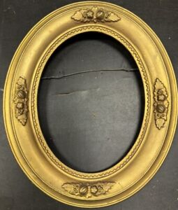 Vtg Atq Wood Gold Gilt Ornate Wood Oval Frame Painting Picture Sz 7 25x9 1 8 