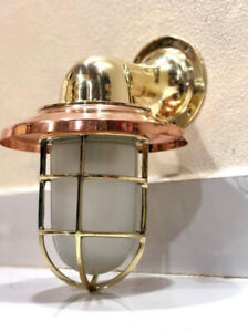 Nautical Arched Bulkhead Brass Wall Sconce Ship Light With Copper Shade