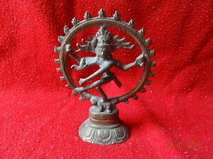 Vintage Solid Copper Hindu Tribal Dancing God Shiva Natraj Statue Figurine 10