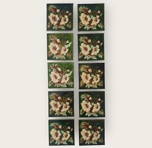 Set Of Ten Majolica Tiles Floral Designed By Henry Richards C1903
