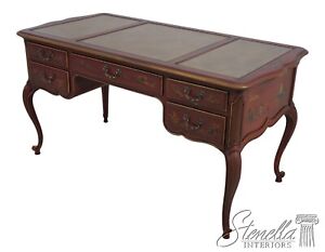 F62794ec Drexel Chinoiserie Decorated Leather Top Writing Desk