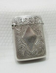 Antique Vesta Engraved Sterling Silver William Leather