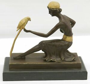 Signed Chiparus Dancer With Pose Bronze Sculpture Figurine Statue Marble Base